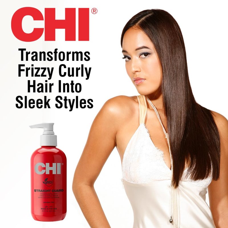 CHI Straight Guard Smoothing Styling Cream - Frizz Control & Lightweight Anti-Humidity Formula | 8.5 Oz
