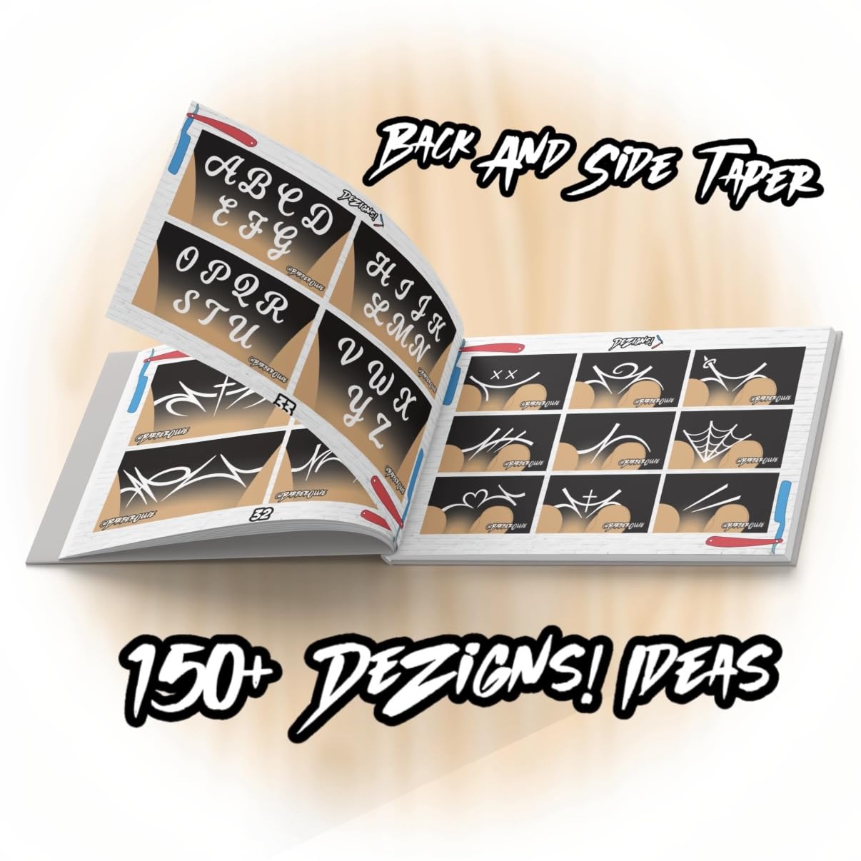The DeZigns! Book Volume 1: Back and Side Taper Plus Custom DeZigns! Dry Erase Marker Board for Barbers - Inspiration Hair Design Catalog for Clients