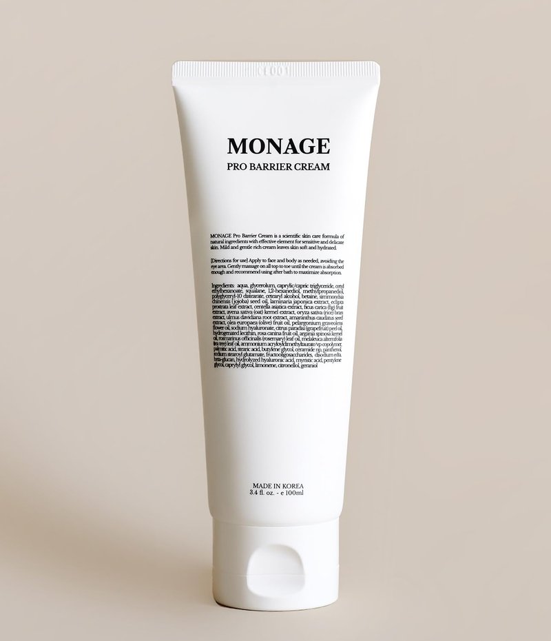 MONAGE Pro Barrier Cream, Korean Moisturizer Face Cream - Vegan, Hydration Boost, Gentle Formula, Soothing for Extremely Dry Skin, Nourishing, 3.4 fl oz (100ml)
