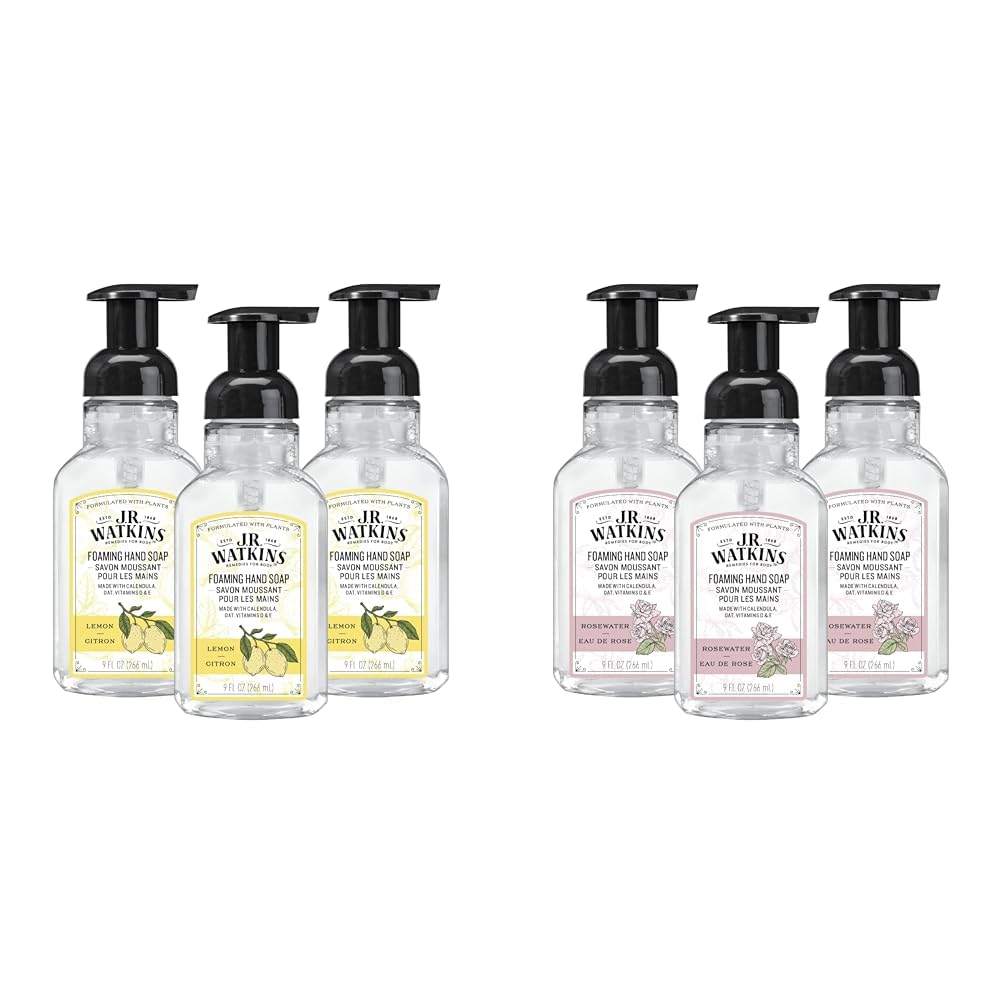 J.R. Watkins Foaming Hand Soap with Pump Dispenser, Moisturizing Foam Hand Wash, All Natural & Foaming Hand Soap with Pump Dispenser, Moisturizing Foam Hand Wash, All Natural