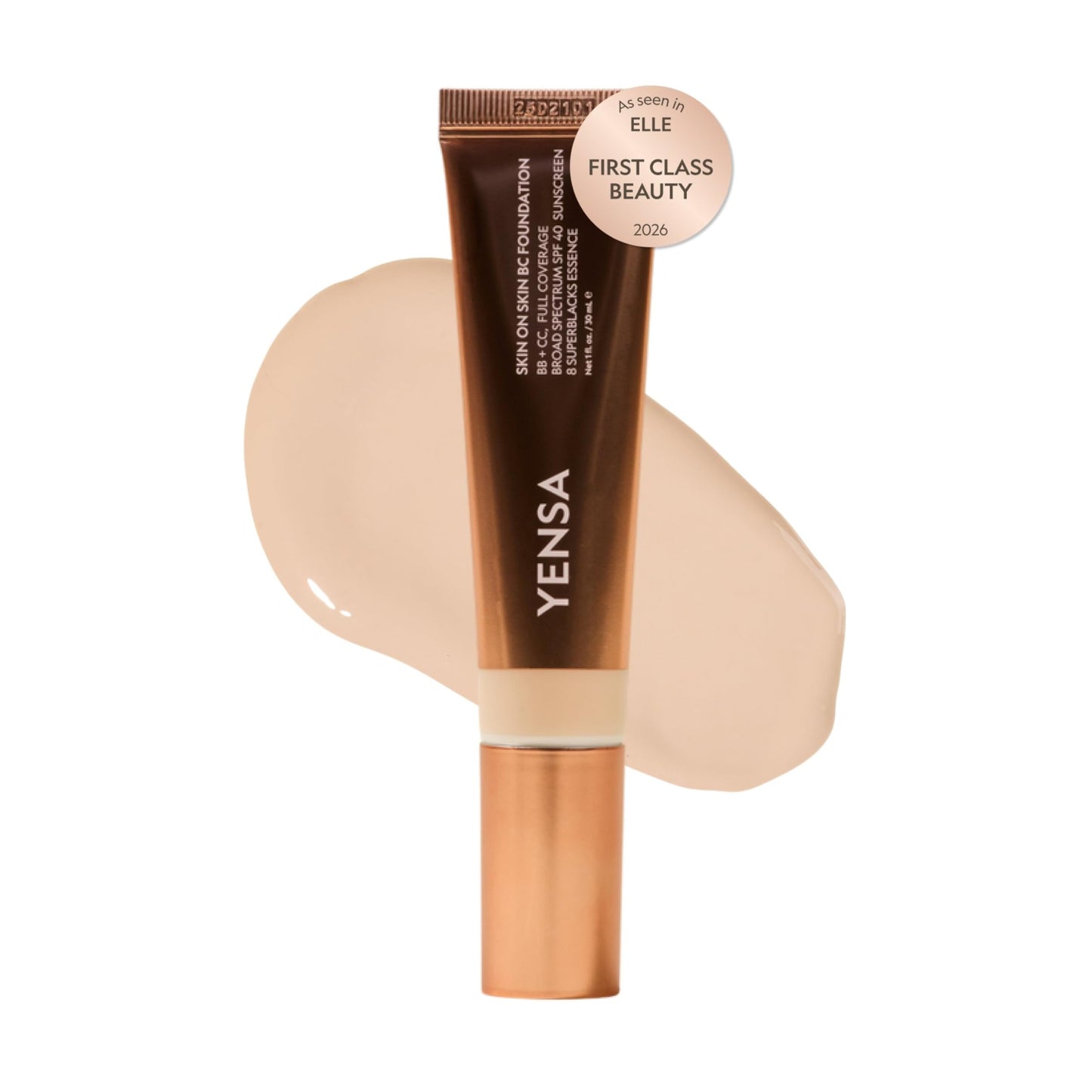 YENSA BC Foundation - Full Coverage Foundation, CC & BB Cream In One with SPF 40 - Enriched With Hyaluronic Acid & Peptides to Hydrate & Firm Skin - Korean Skin Care Makeup - Fair Cool (1 oz)