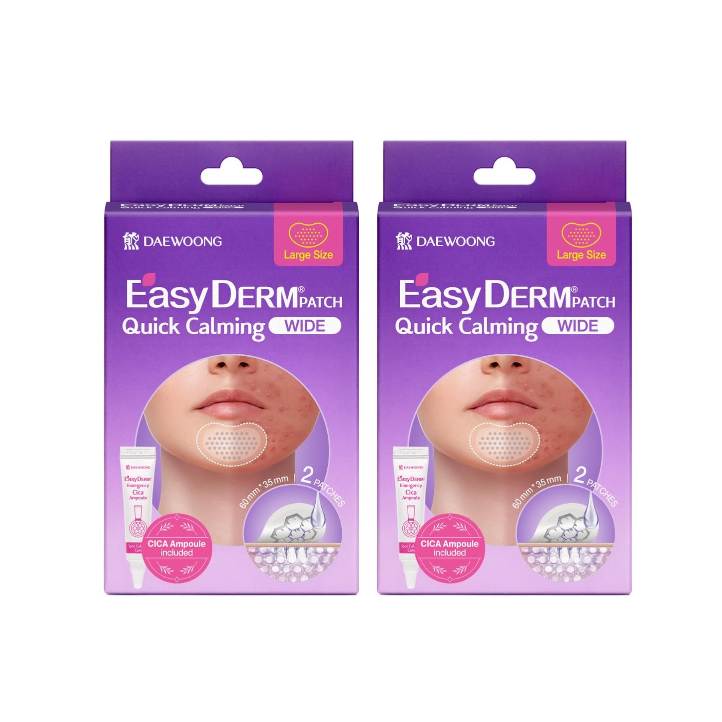 EasyDerm Quick Calming Magnesium Patches WIDE – 2 Packs / 4 XL Patches Total, Extra-Large Hydrocolloid Patch for Severe Acne, Soothing & Waterproof, Amazon Exclusive, Summer & Travel Essentials