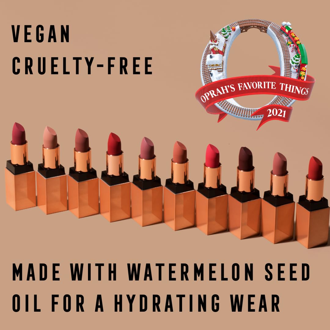 Vegan Lipstick for Women - Matte, Long-Lasting Hydrating Formula with Vitamin E & Watermelon Seed Oil | Ambitious Red Color