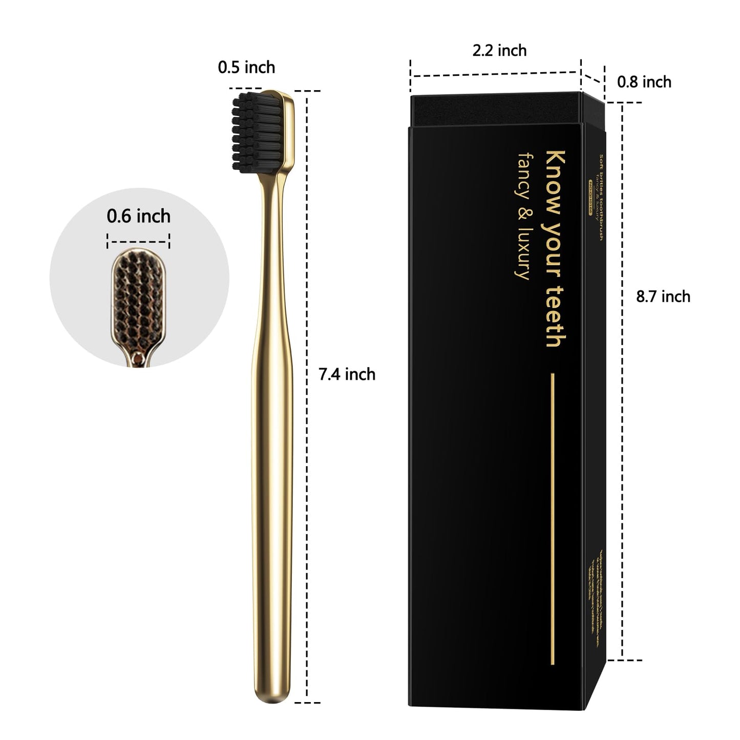 Z-VAPRESS Gold Color Toothbrush Soft Bristles Fancy Toothbrush Home Hospitality Travel Toothbrushes Luxury Gold Color Manual Toothbrushes