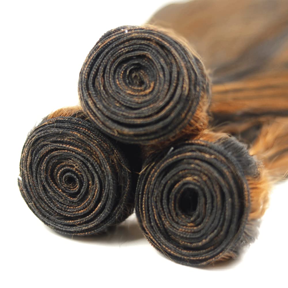 Vinmdonm P1B/30 Highlight Bundles Human Hair Ombre Brown Straight 3 Bundles 24 26 28 inch Unprocessed Virgin Remy Hair Extensions