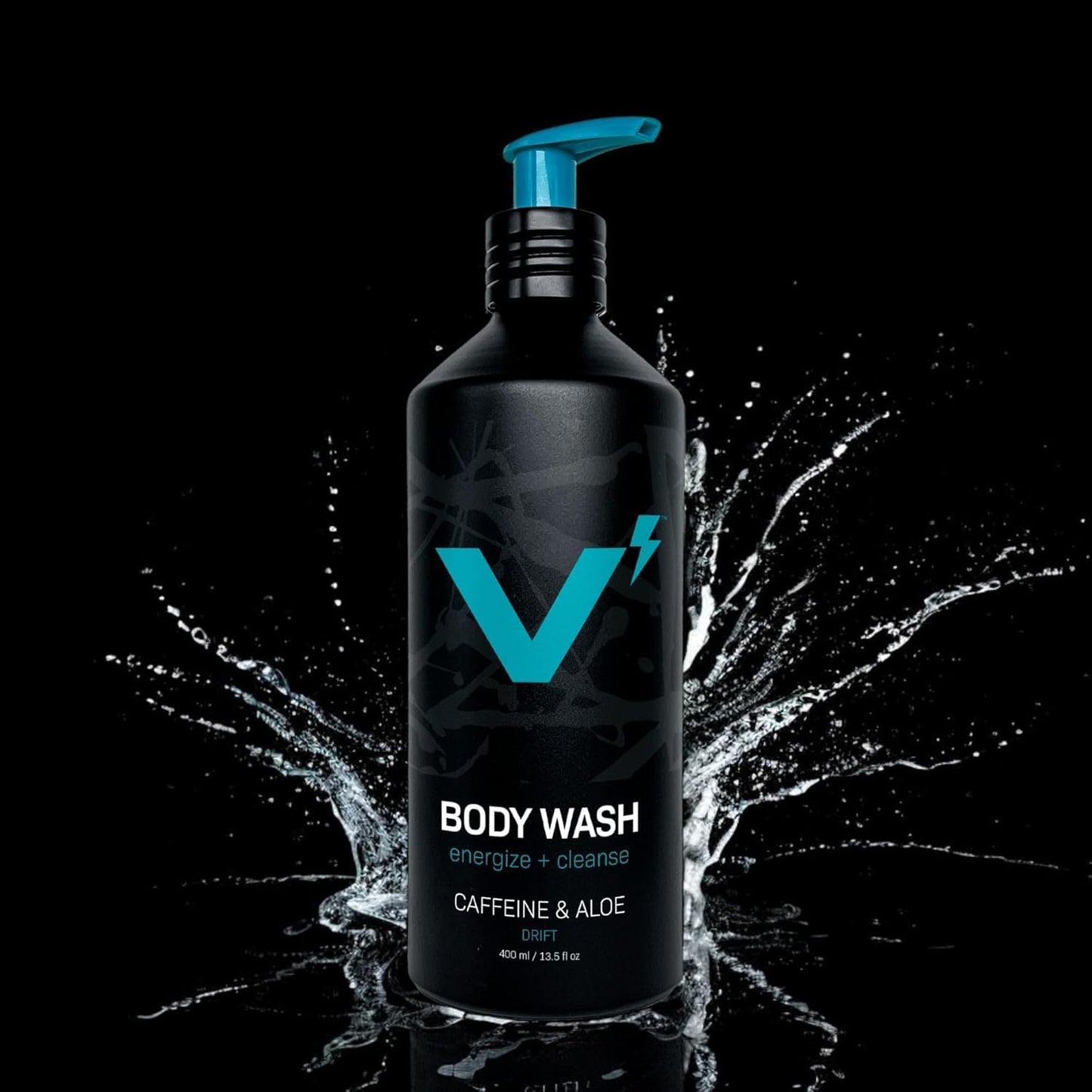 VOLT Body Wash for Men – Sulfate-Free with Caffeine & Aloe, Citrus Sea Salt Scent, 13.5 oz (400ml) Refillable Aluminum Bottle