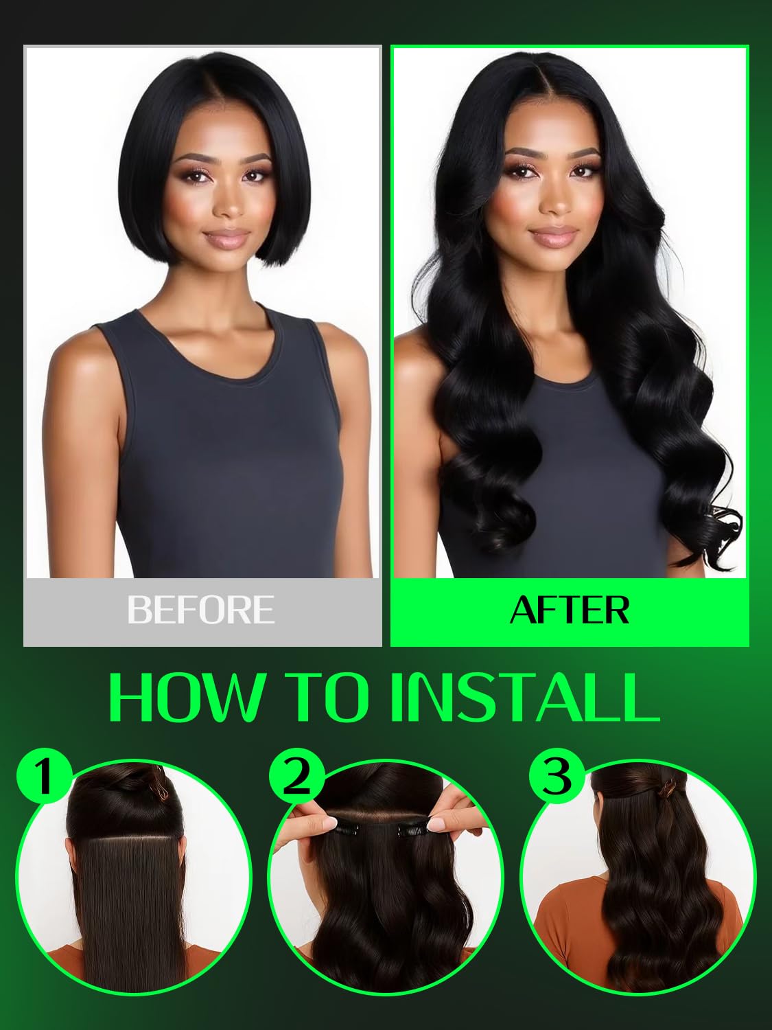 Anrosa Straight Clip In Hair Extensions 14 Inch Seamless Clip Ins #1 Jet Black Remy Human Hair Extensions for Women 120g 7pcs