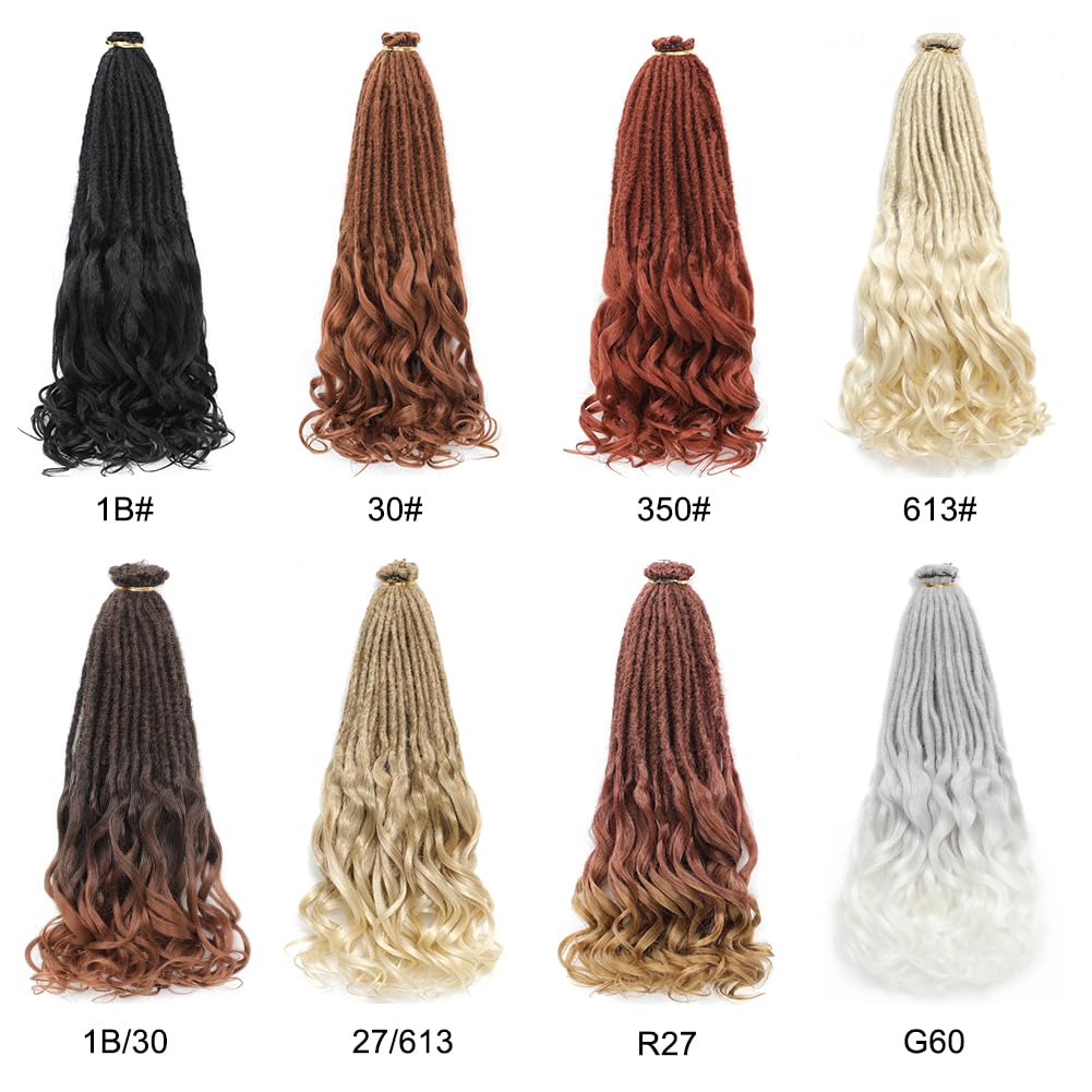 Aguacor Loose Wave Dreadlocks Synthetic French Curly Single Ended Dreadlock Extensions 24inches 50 Strands Thin Soft Spanish Curly SE Dreadlock Extensions for Women (50 Strands, 27/613)