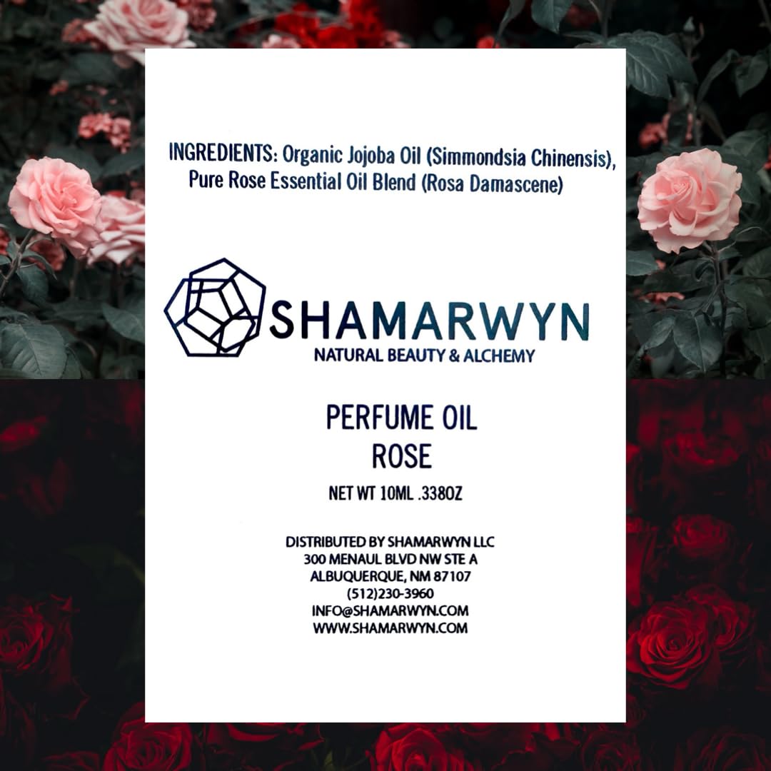 shamarwyn Rose Perfume Oil, Natural Organic, Botanical Fragrance, Pure Essential Oil Blend, Roll-On 10ml