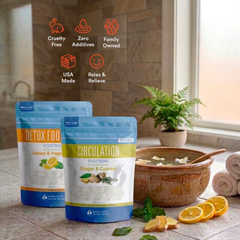 Foot Soak Salts Bundle 3 Pack DIY At Home Spa with USP Epsom Salt and Pure Essential Oils in BPA Free Pouch with Easy Press Lock Seal (2 Lbs Each 6 Lbs Total)