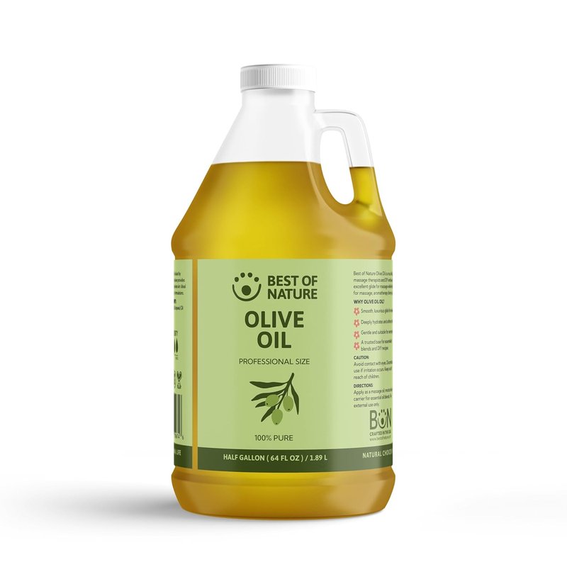 100% Pure Olive Massage & Body Oil - Cold Pressed, Unscented Moisturizer for Skin & Hair | Half Gallon (64 fl oz)