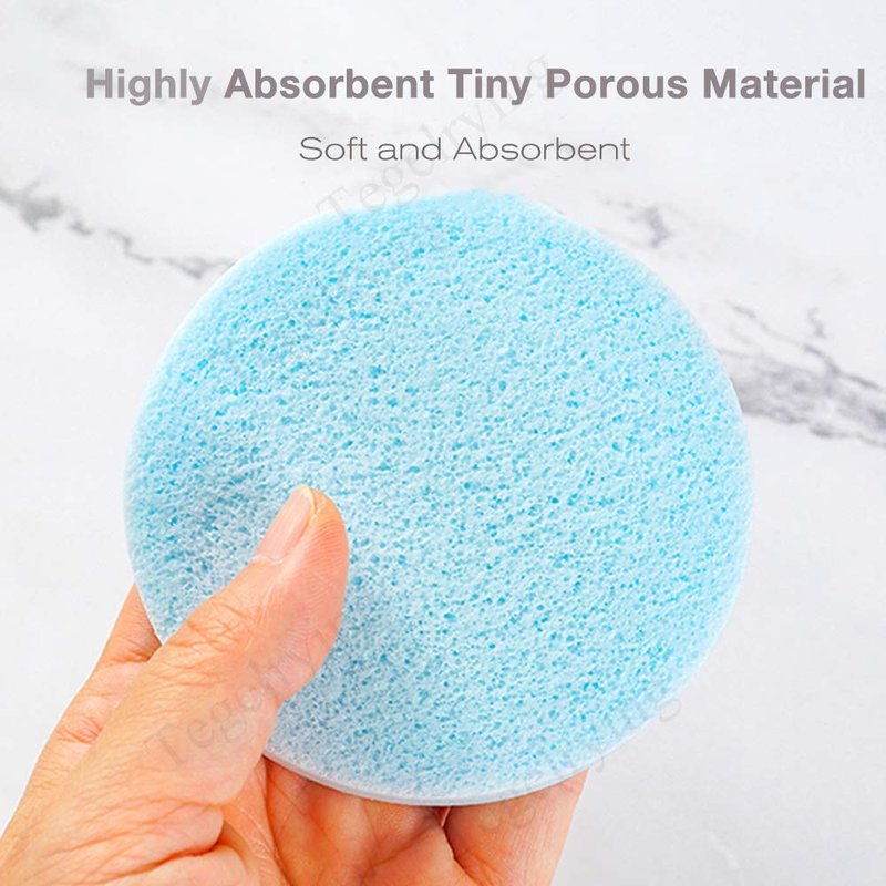 Facial Sponge Compressed,240 Count PVA Professional Makeup Removal Wash Round Face Sponge Pads Exfoliating Cleansing for Women,Blue