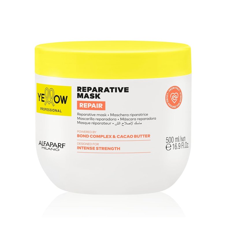 ALFAPARF MILANO Yellow Repair Mask for Damaged Hair - Bond Complex & Cacao Butter | Intense Strength Treatment