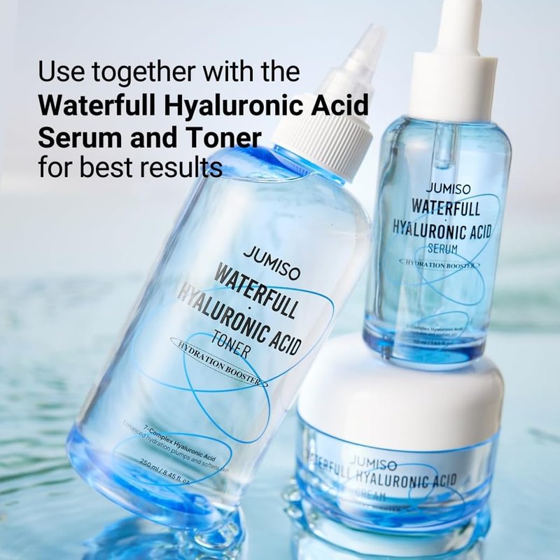 JUMISO Waterfull Hyaluronic Cream - Deep Hydrating Korean Face Moisturizer with 3-Complex Hyaluronic Acid | Vegan, Fragrance-Free, 3.38 oz.
