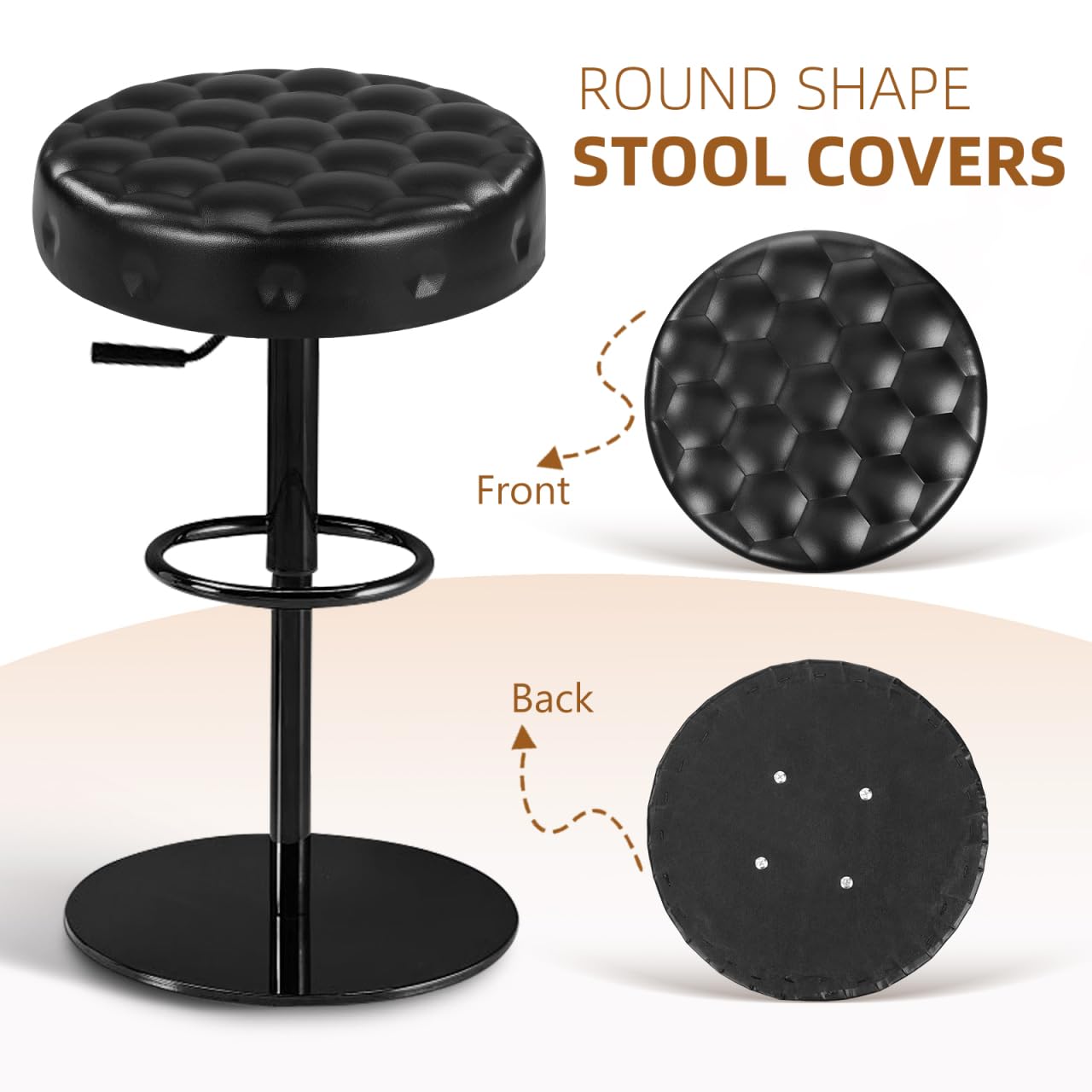 Baluue 12.79 Inch Round Soft Pu Padded Stool Seat Replacement for Bar Stool Swivel Chair Cushion Cover for Kitchen Home Salon Workshop