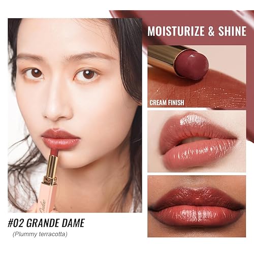 Oulac Moisturizing Shine Lipstick For Women Christmas Set 3PCS, 2 in 1 Tinted Lip Balm for Winter, Hydrated Juicy and Glossy Lip Color for Dry, Cracked and Chapped Lips, Vegan 02+03+17