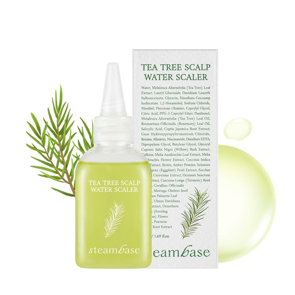 STEAMBASE Tea Tree Scalp Water Scaler | Exfoliator for Itchy Dry Flaky Scalp, Buildup Remover, Treatment for Excess Sebum Oily Greasy Hair | Korean Hair Care Products, Refill 16.9 fl oz