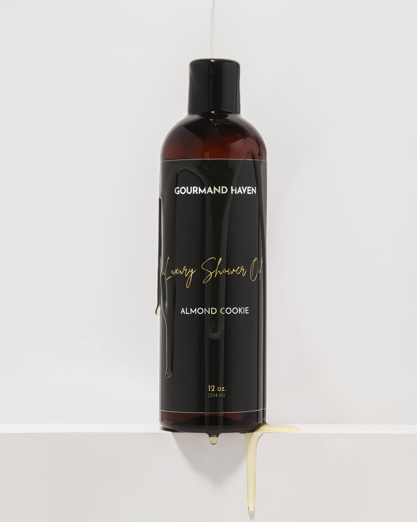 Gourmand Haven Shower Oil - Moisturizing Body Wash, Almond Cookie Scent - Hydrating Bath Gel for Women and Men - With Coconut, Jojoba and Argan - 12 Fl Oz