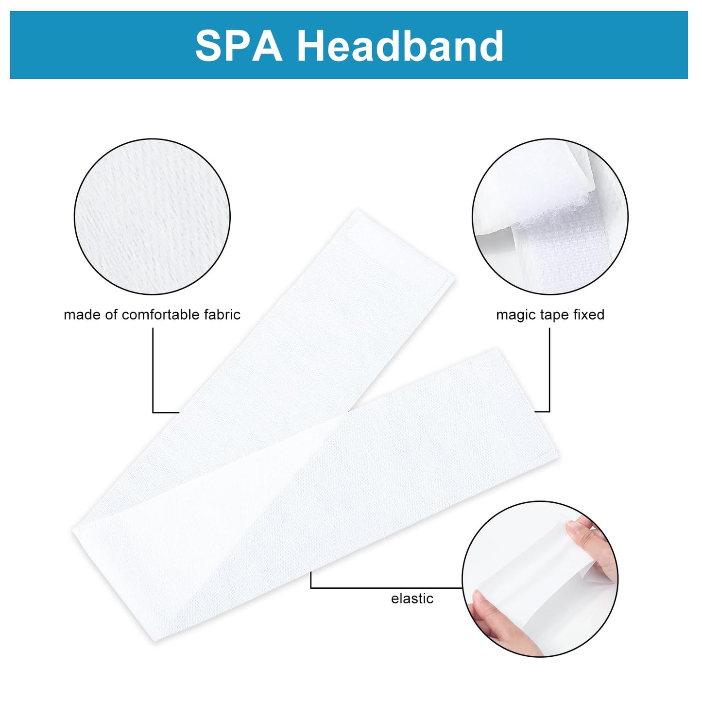 FYSUIMU 250 Pcs Disposable Spa Facial Headbands with Convenient Closure White Stretch Makeup Soft Skin Care Hairband for Women Salons