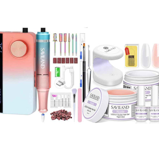 Professional Electric Nail Drill Kit - 35,000 RPM with Clear Nude Nail Extensions