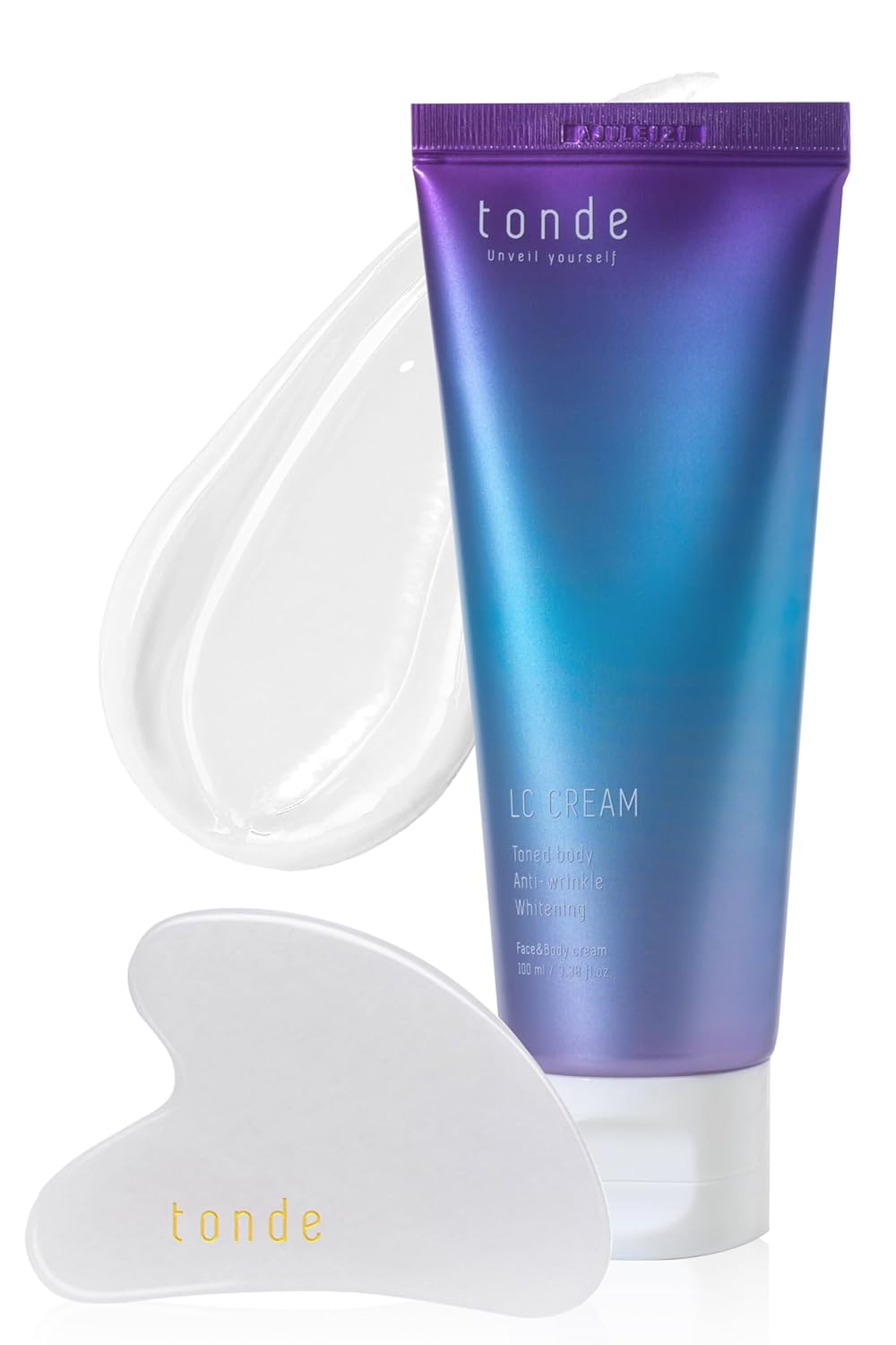 Tonde LC Cream - Skin Tightening Moisturizer with Gua Sha Stone | Korean Face & Body Cream (3.38 Fl. Oz)