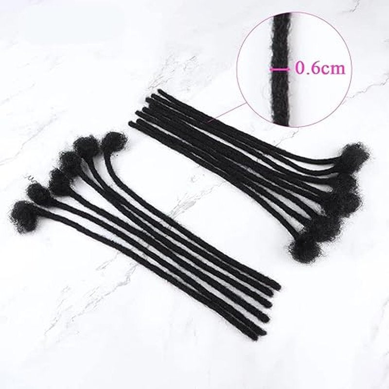 6inch 50 Strands Human Hair Dreadlock Extensions for Women/men 0.6cm Thickness 50 Strands 100% Handmade Can Be Dyed,Curled and Bleached Natural Black Permanent Loc Extensions Real Human Hair