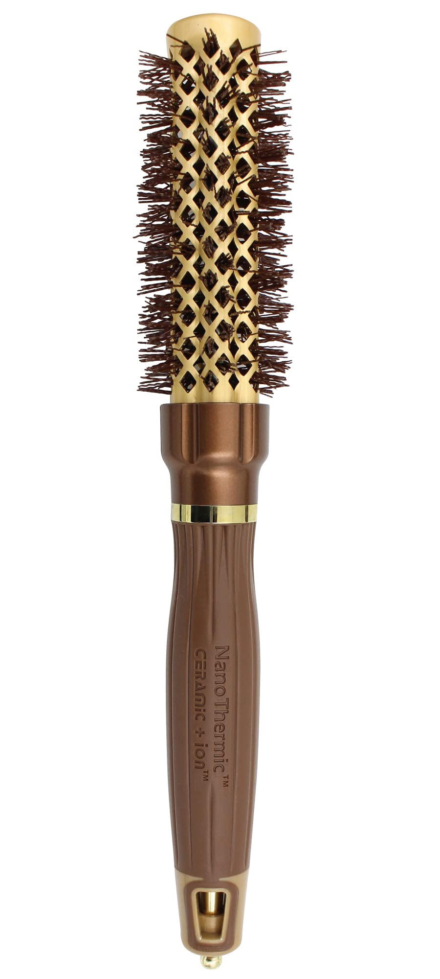 Olivia Garden NanoThermic PowerGrip Thermal Round Hair Brush - Not Electrical - Ceramic Blowout Brush for Medium to Thick Hair