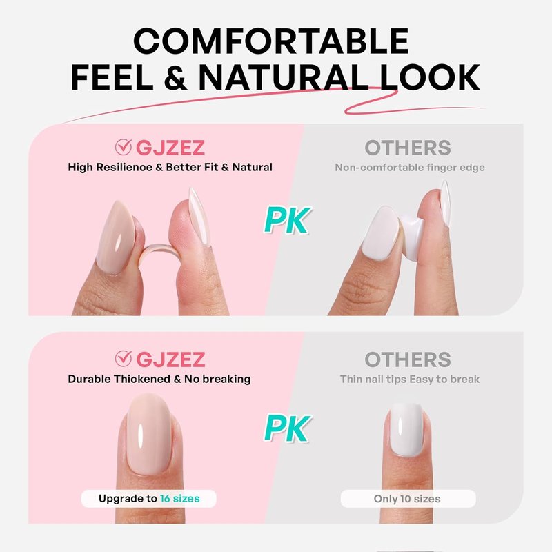 Almond Cat Eye Press-On Nails - Hot Pink Soft Gel Fuchsia | 32 Pcs Reusable in 16 Sizes