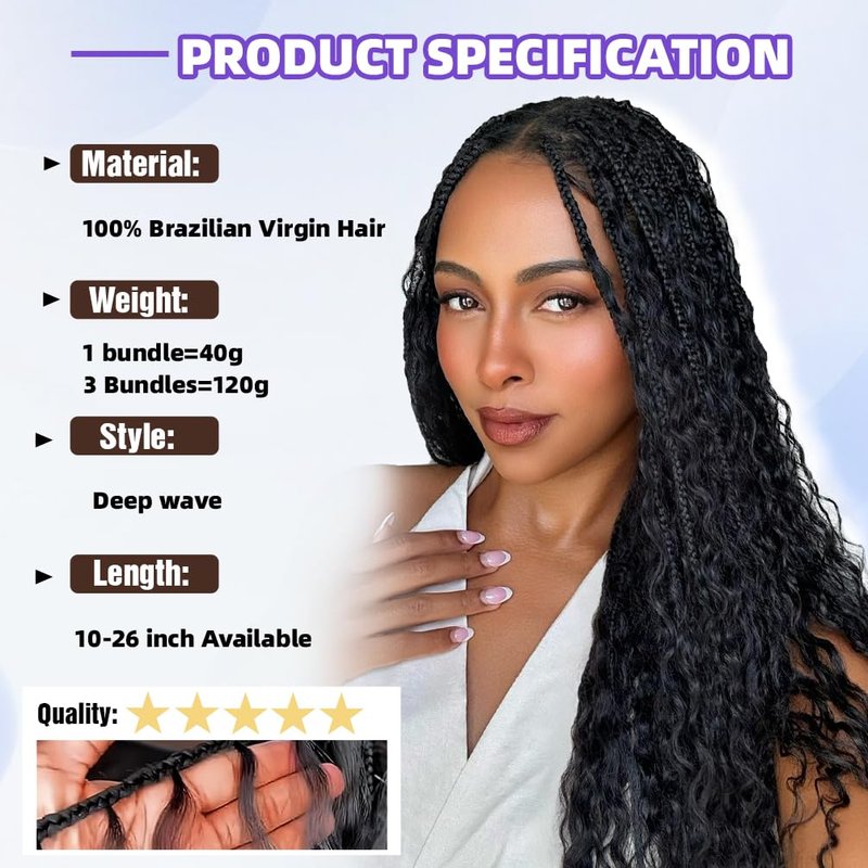 Deep Wave Human Braiding Hair - 20 Inch Honey Blonde 12A Brazilian Virgin Hair, Wet & Wavy Curly Extensions