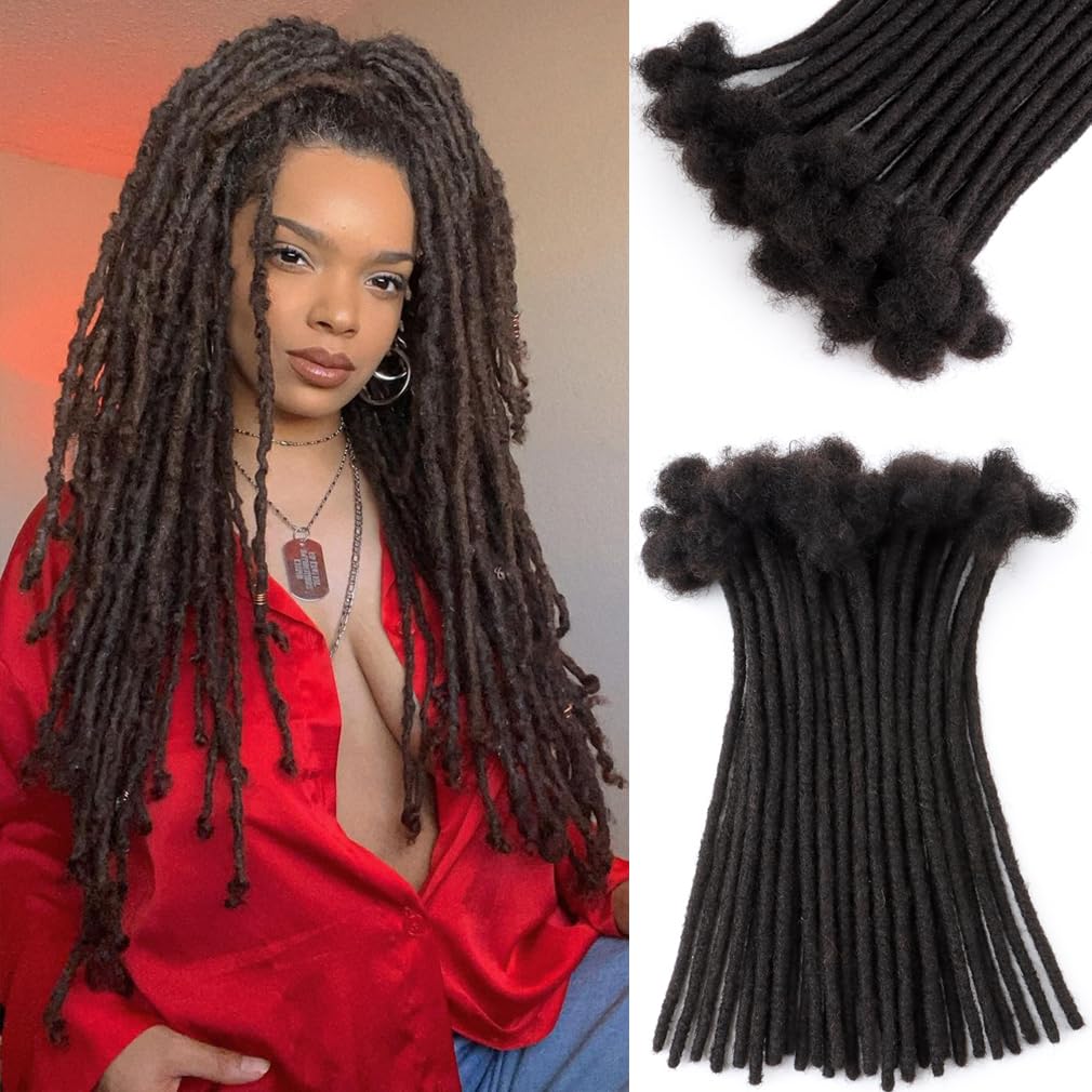 6 Inch 0.4cm Diameter Real Human Hair Thin Locs Extensions 30 Strands/Pack Handcrafted Permanent Dreadlocks Natural Soft Texture for Black Women & Men Styling