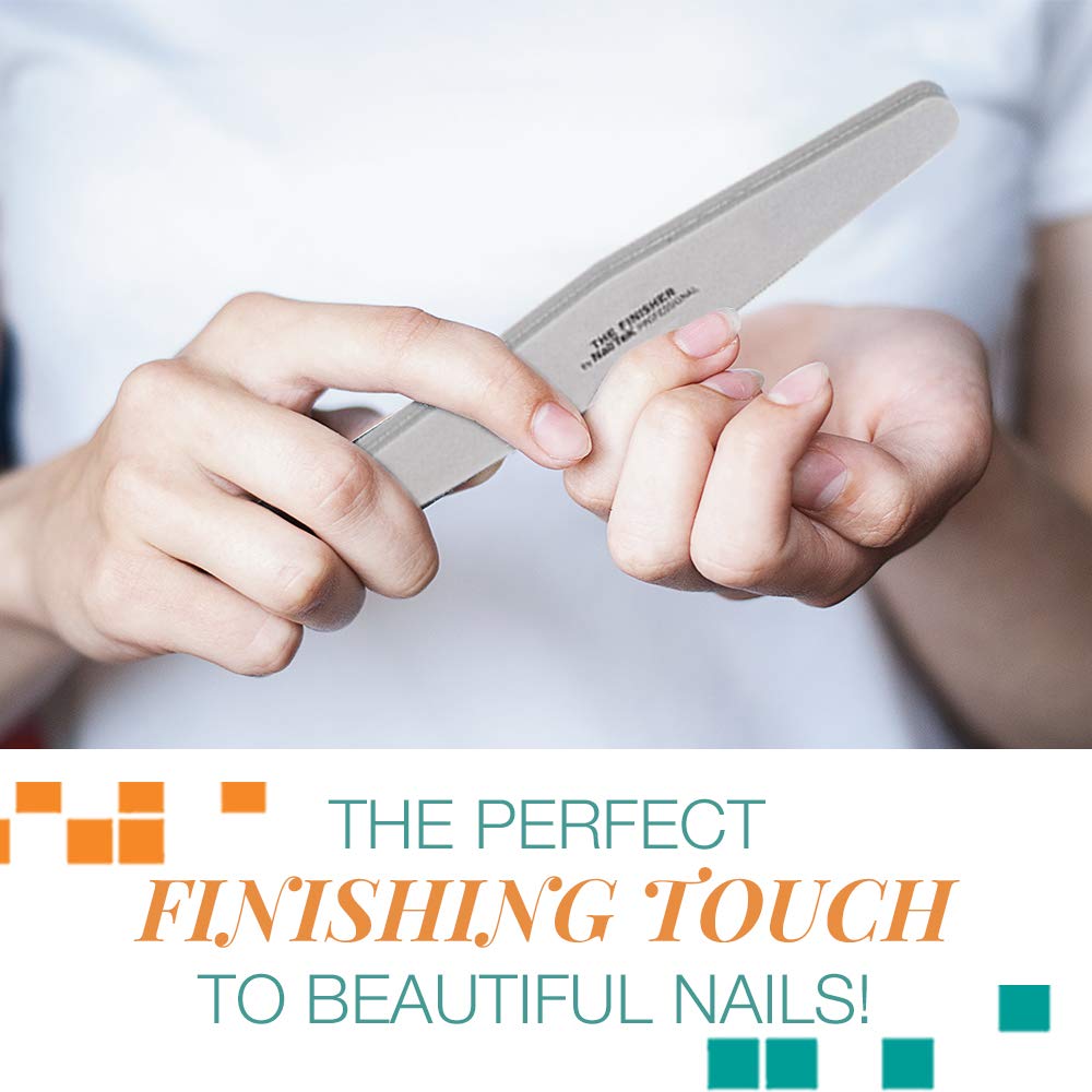 Nail Tek The Finisher Nail File – Double-Sided 240/400 Grit Files for Natural Nails, Acrylic & Gel, Manicure and Pedicure Kit Supplies, 6 Pack