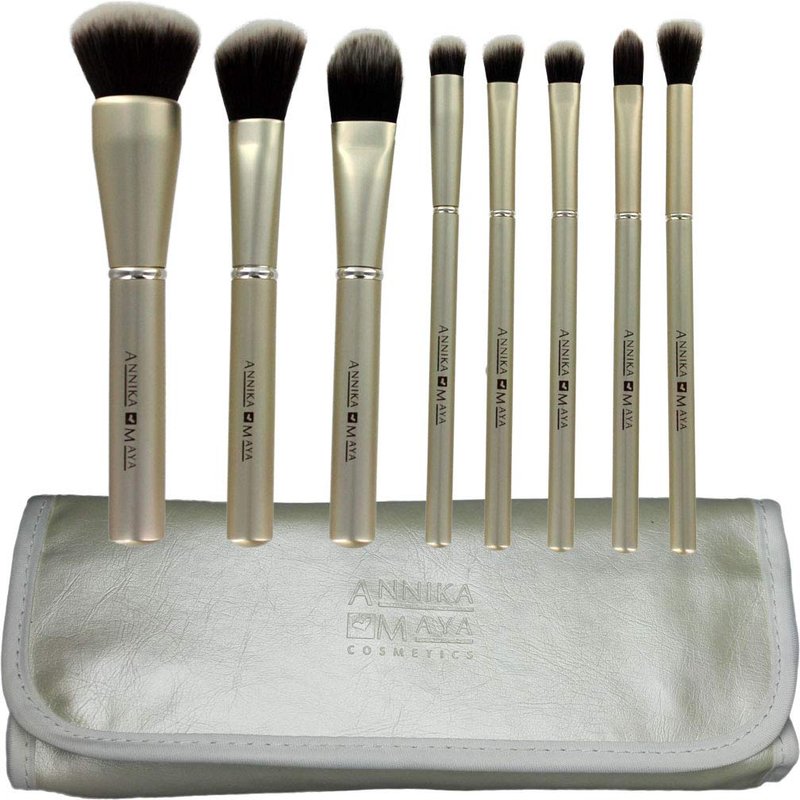Professional Cosmetic Brush Set - 8-Piece Makeup Brushes with Synthetic Hair & Bag