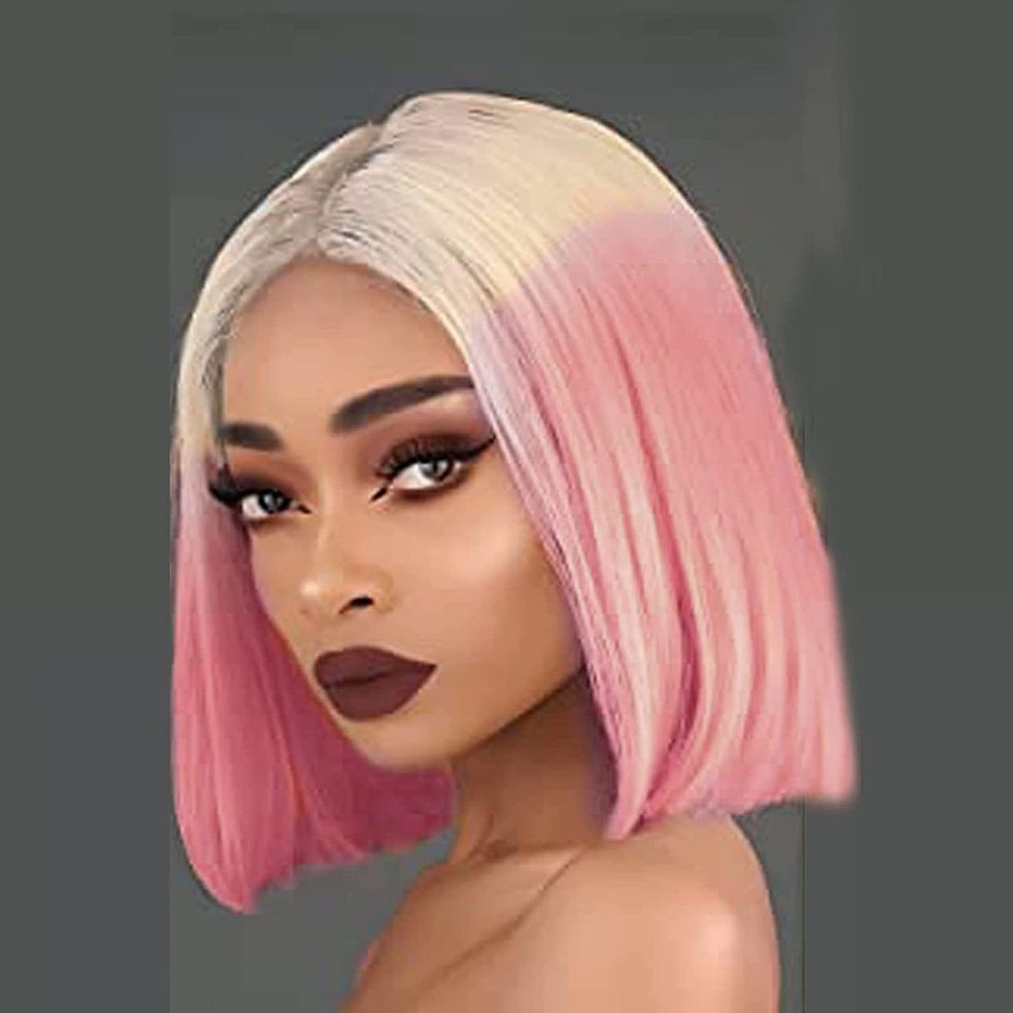 AFBeauty Pink Blonde Short Wigs for Black Women Rainbow Bob Lace Front Wig Handmade Lace Frontal Pastel Real hair Wigs Glueless Synthetic Heat Resistant Cosplay Makeup Daily Ladies Drag Anime 14 Inch