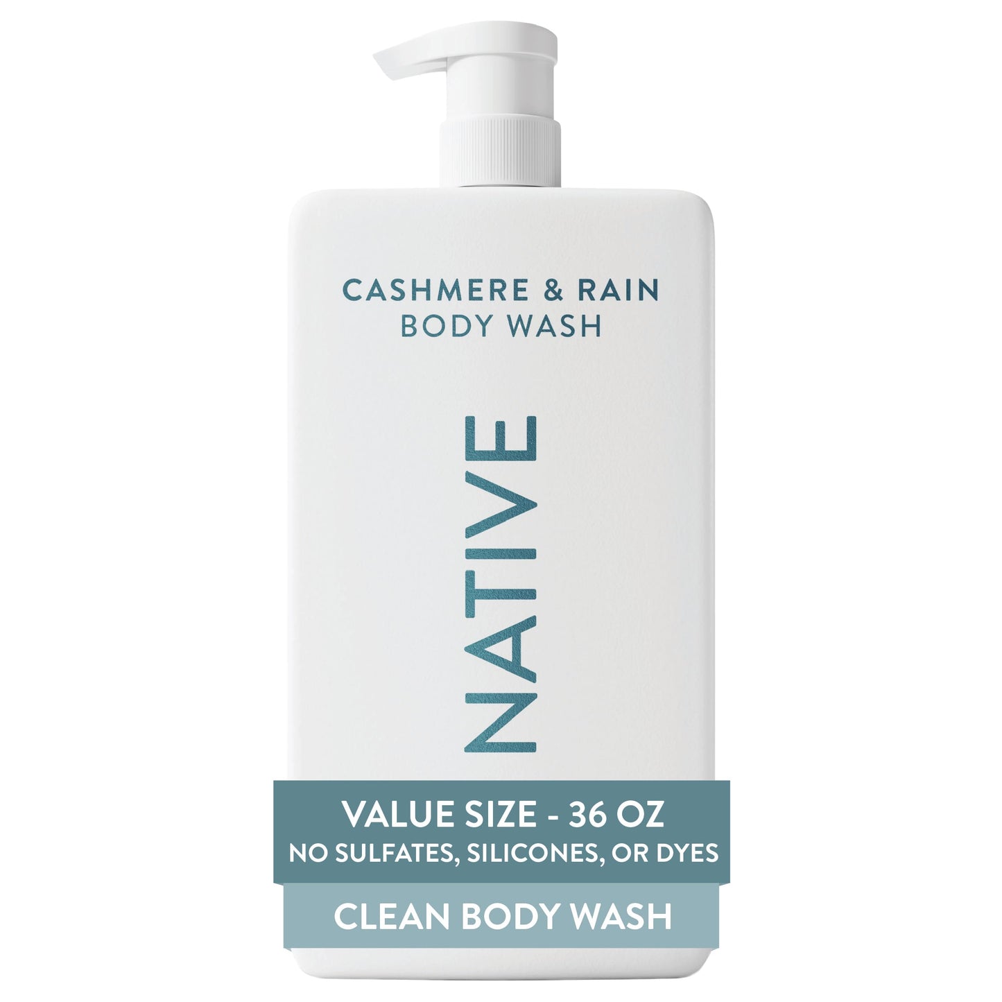 Native Body Wash for Women & Men, Cashmere & Rain, 36 oz Pump Bottle, Sulfate-Free & Gentle