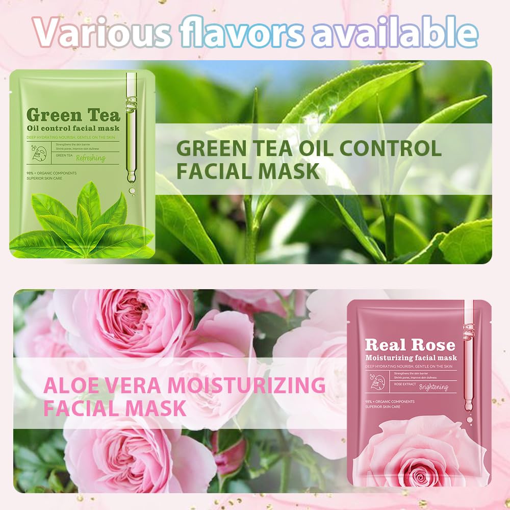 CAKAILA Face Sheet Mask Skincare,Hydrating Spa Face Mask For Sensitive Skin,Moisturize,Soothing,Nourish for All Skin Types