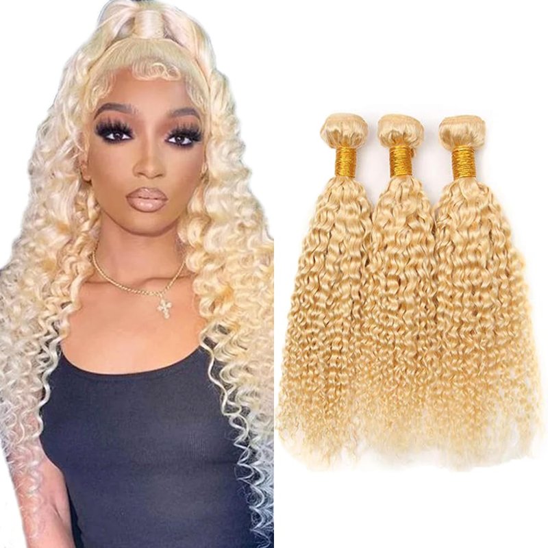 613 Blonde Bundles Human Hair Water Wave Human Hair Bundles 22 24 26 Inch Honey Blonde Brazilian Hair 3 Bundle Unprocessed Virgin Remy Hair Extensions 50 Gram Per Bundle