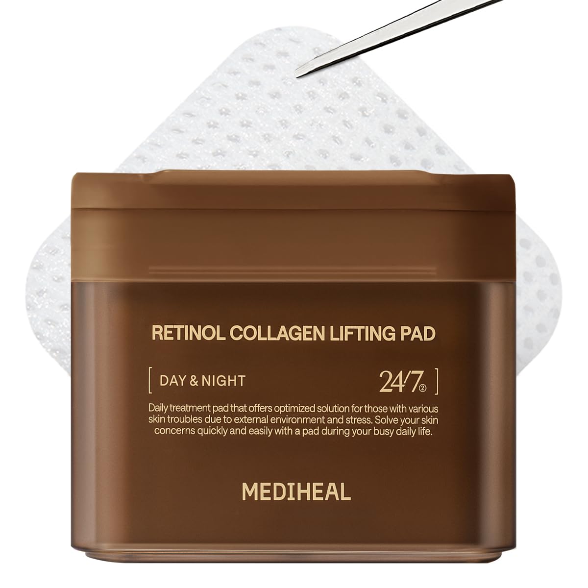 MEDIHEAL Toner Pads - Retinol Collagen Lifting Pad (100 counts) for Skin Rejuvenation & Firming - Lifting Pads for Enhancing Skin Texture - Vegan Stretchable Lifting Fabric, Korean Skin Care