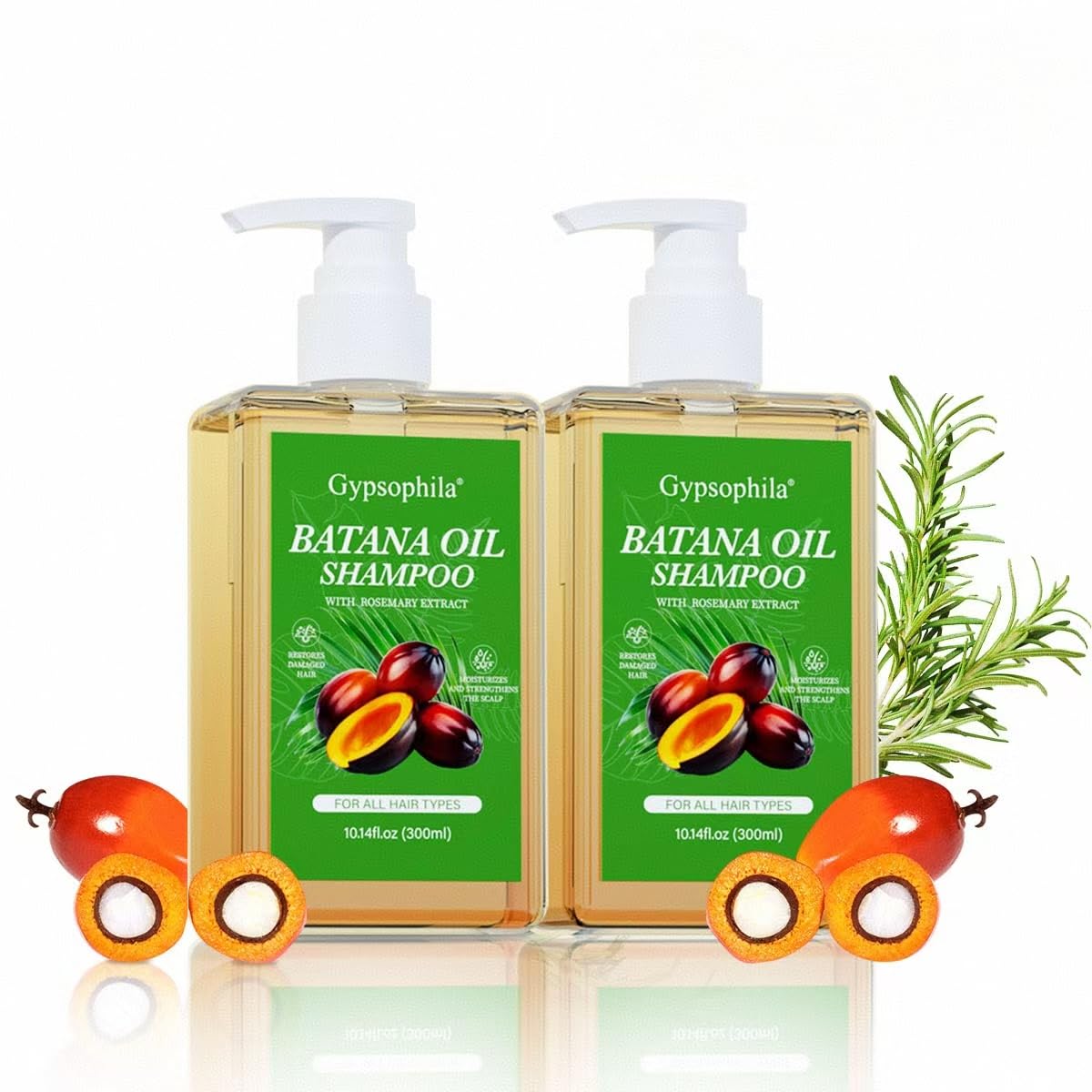 Gypsophila 2PACK Batana Oil Shampoo,Rosemary Shampoo,Nourishing & Rejuvenating for Softness & Volume, Suitable for Men & Women, Reduces Hair Loss 10.14 Fl Oz