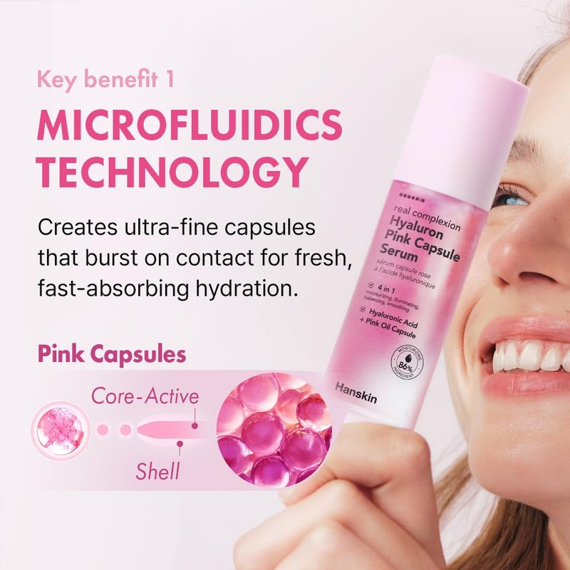 Hyaluron Pink Capsule Serum - 6-Layer Hyaluronic Acid for Deep Hydration & Glass Skin Glow | Vitamin B12 Moisturizing Serum | 1.69 fl oz