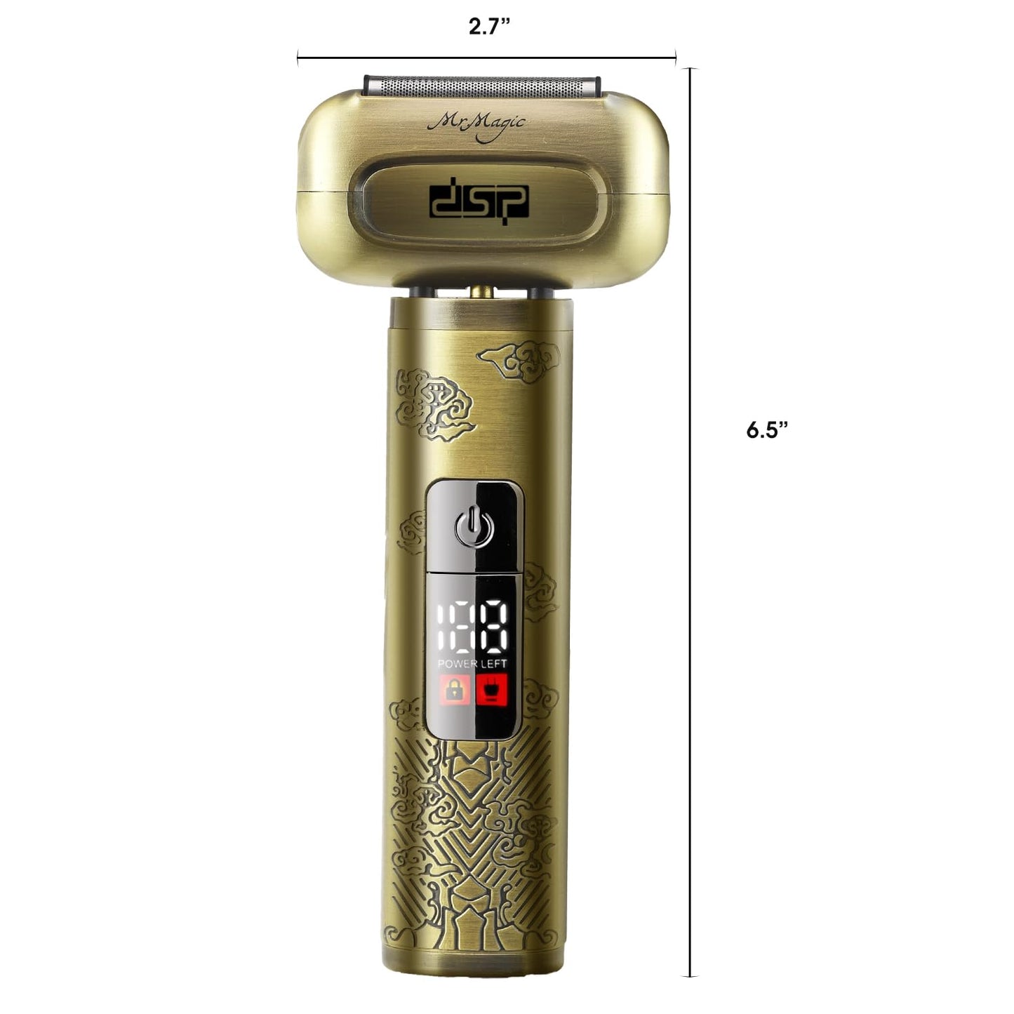 DSP Mini Electric Foil Shaver for Men, Portable Travel Razor with LED Display, Close Shaver Stubble Trimmer, IPX6 Waterproof Cordless Rechargeable Shaver for Face, Travel Lock, Bronze