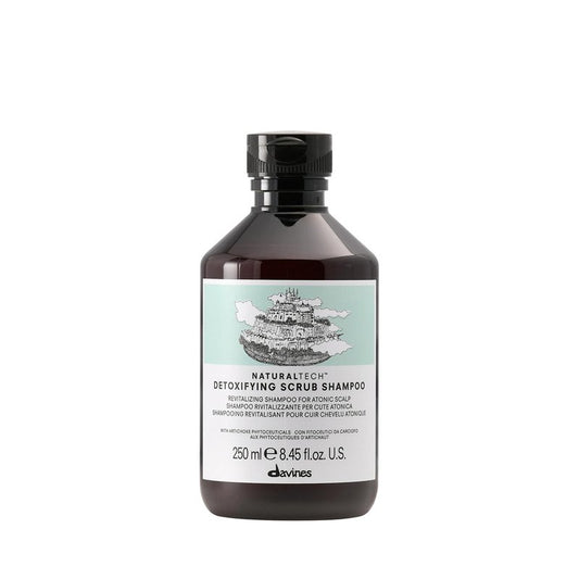 Davines Naturaltech Detoxifying Scrub Shampoo, Revitalizing & Deep Cleansing for Atonic Scalp & Pollutants - With Artichoke Phytoceuticals - Removes Buildup & Exfoliates, 8.45 Fl Oz