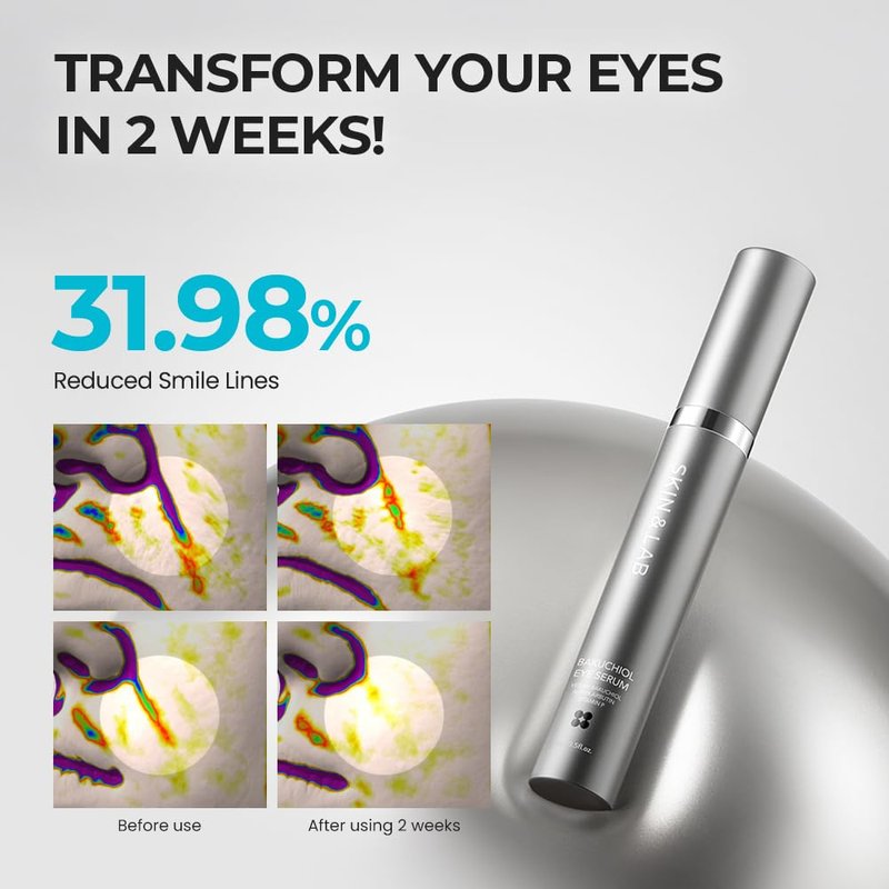 [SKIN&LAB] Bakuchiol Eye Serum with Caffeine, Roll-on Korean Under Eye Serum, Anti-Aging Wrinkle Care for Fine Lines, vegan, cruelty-free (Eye Serum Duo Set)