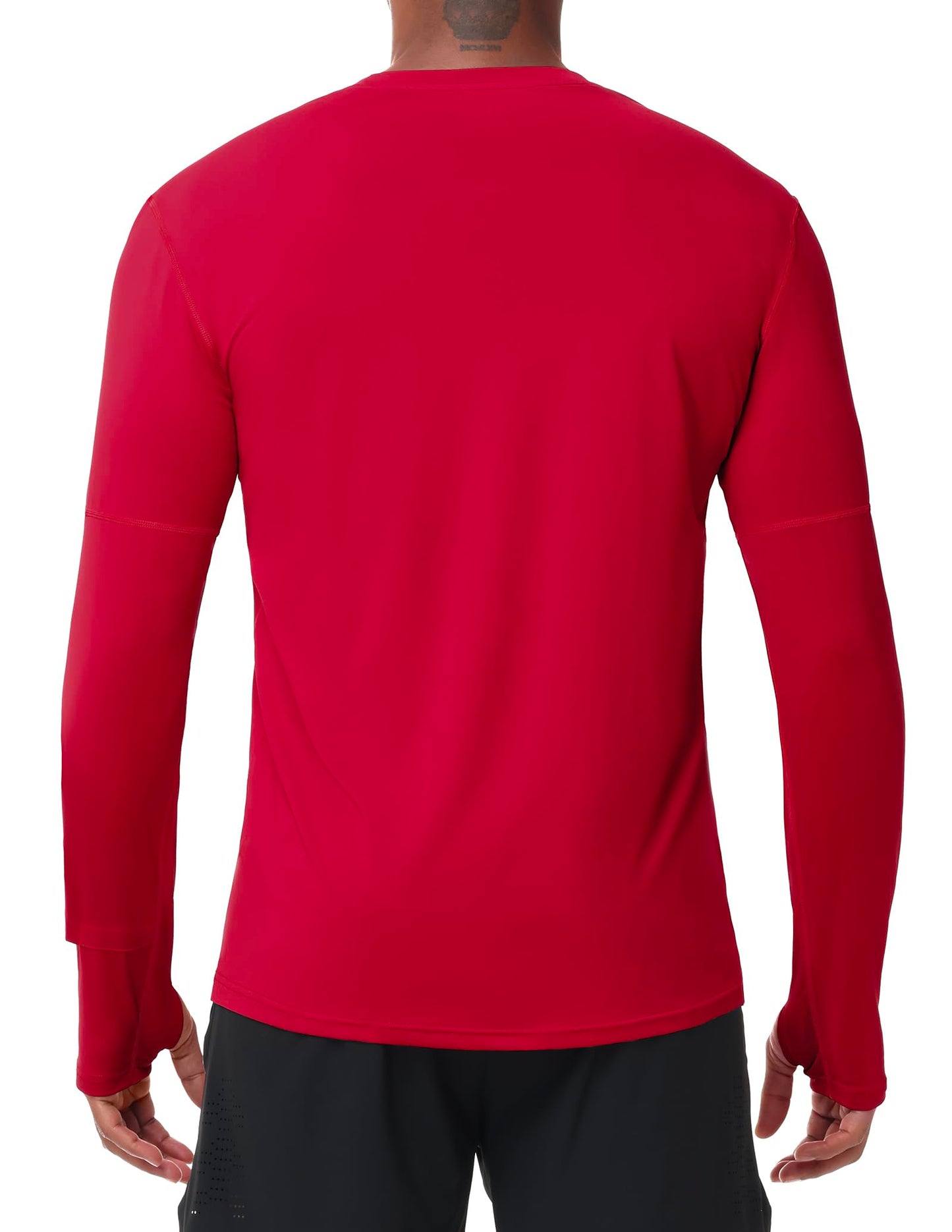 MIER Dry Fit Long Sleeve Shirts for Men UPF 50+ UV Sun Protection Shirts for Running Workout Athletic, Reflective, Red, M