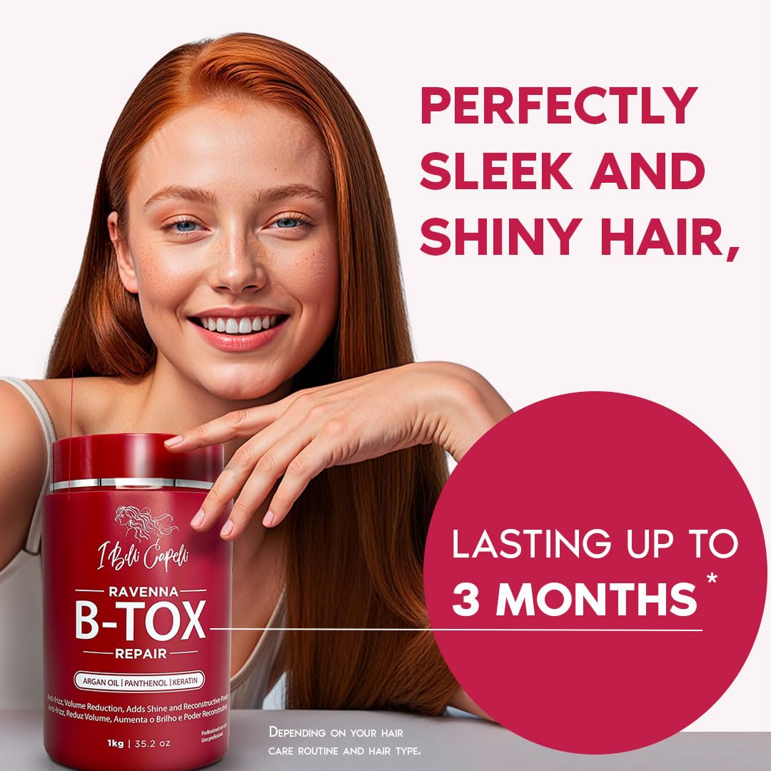 I Belli Capelli Ravenna Repair Hair B-tox -Cirugia Capilar para el Cabello, Formaldehyde-Free- B-tox Capilar Para El Cabello, Long Lasting Anti-Frizz, Smoothing, Btox Hair Treatment 35.2 oz(1kg)
