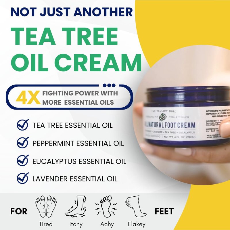 Hydrating Tea Tree Oil Foot Cream - Natural Athlete's Foot Treatment & Moisturizer | 2 oz