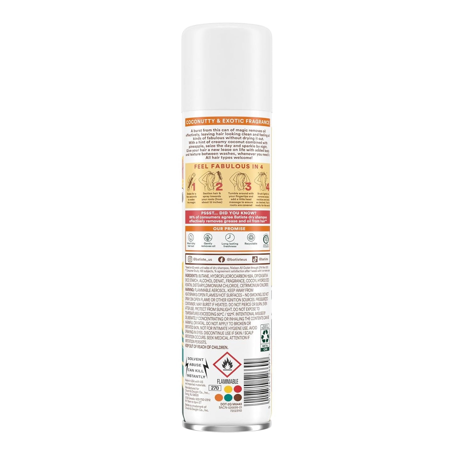 Batiste Tropical Dry Shampoo - Waterless Hair Cleanser | 3.81oz, 3-Pack for Refreshing Volume