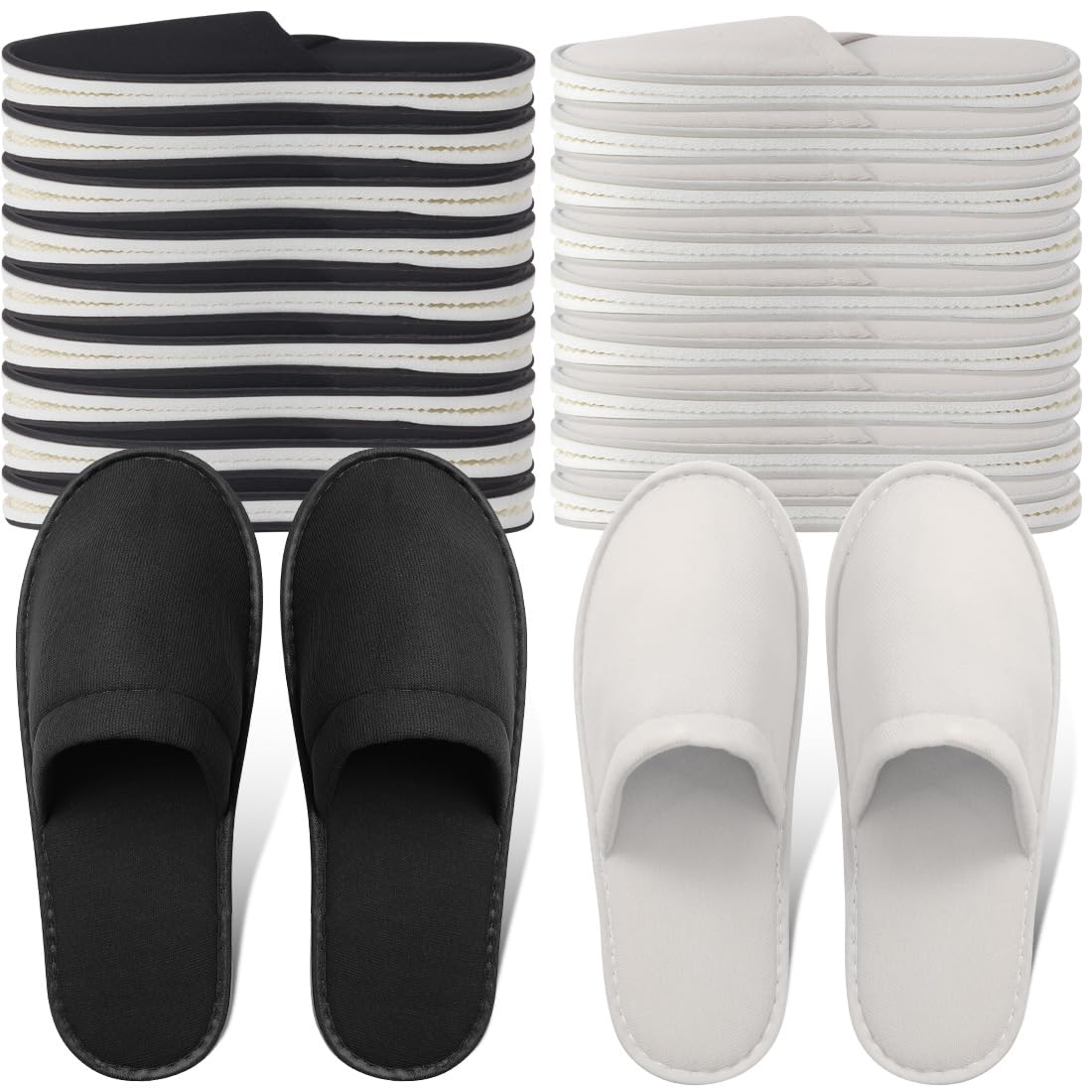 Yeios 20 Pairs Disposable Slippers for Guests Hotel Slippers Non-slip Washable Bulk for Spa House Travel for Adult for Men and Women Light Gray and Black