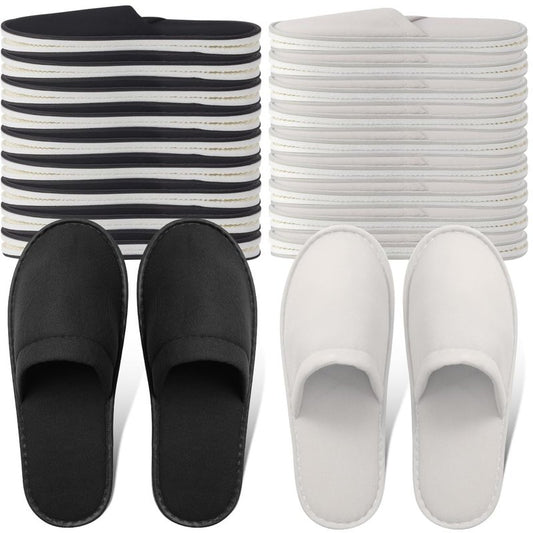 Yeios 20 Pairs Disposable Slippers for Guests Hotel Slippers Non-slip Washable Bulk for Spa House Travel for Adult for Men and Women Light Gray and Black