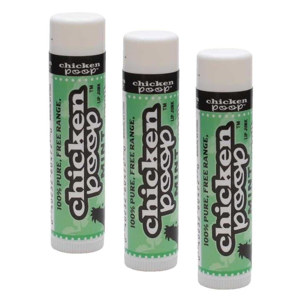 Chicken Poop Lip Balm Simone Chickenbone 100% Natural Moisturizer, Refreshing for Dry Chapped Lips, 0.15 oz, (Mint), 1 Pack (Pack of 3)