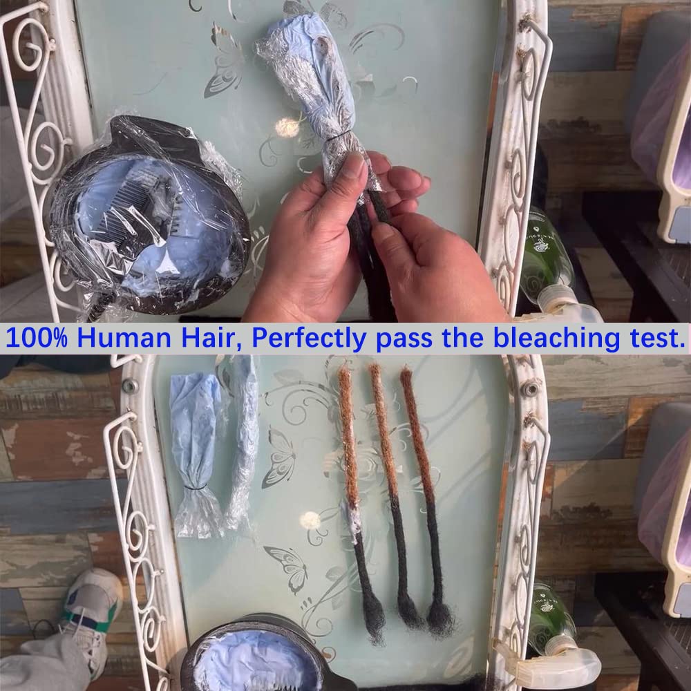 Loc Extension Human Hair 0.2cm Thickness 6 Inch 30 Strands Natural Black Full Handmade Permanent Locs Can Be Dyed and Bleached for Women Men Kids Dreadlock Extensions Real Human Hair